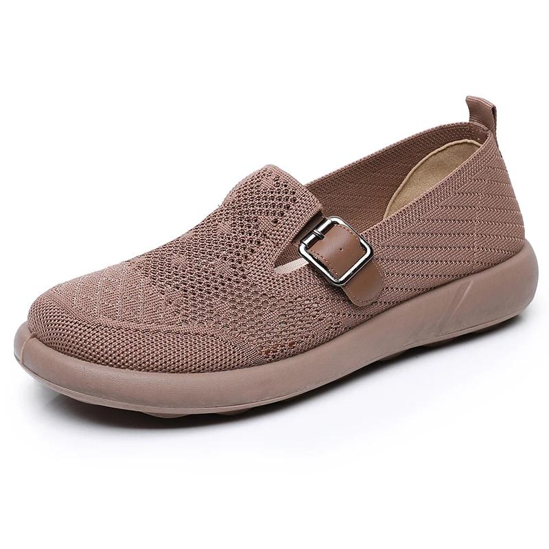 2025 Summer new women's thick-soled leisure shoes breathable comfortable anti-skid thick-soled solid color woven leisure