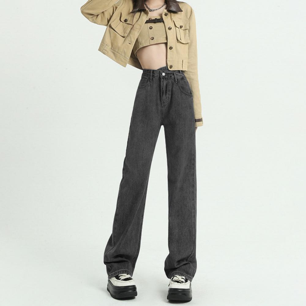 Trendy high-waisted wide-leg jeans women's loose spring and summer new design sense niche drape and thin floor pants