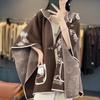 Women's Retro Wool Jacquard Hooded Cardigan Cape Shawl