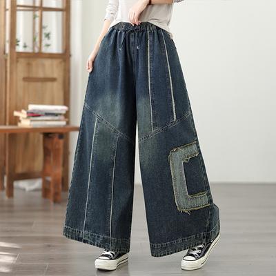 DIMANAF 2025 Basic Elastic Jeans Harlen Pants Women Loose Denim Trousers Big Casual Blue Pants