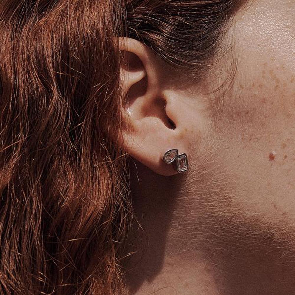 [Ost] [Puremond] Square Water Drop Earrings Ote222807Dww
