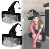 Enchanting Black Ruffled Fringe Hat For Halloween Party Witch Costume Accessory