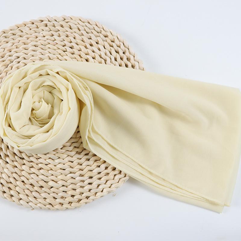 Damen einfarbiger Perlen-Chiffon-Bubbleschal, langer Seiden-Kopfschal, 70x180cm, nahöstlicher Stil