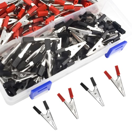 WMYCONGCONG 120-Piece Kit of 48mm Metal Alligator Crocodile Clips, Electrical Test Clamps, Battery Clips with Plastic Handles, Red and Black