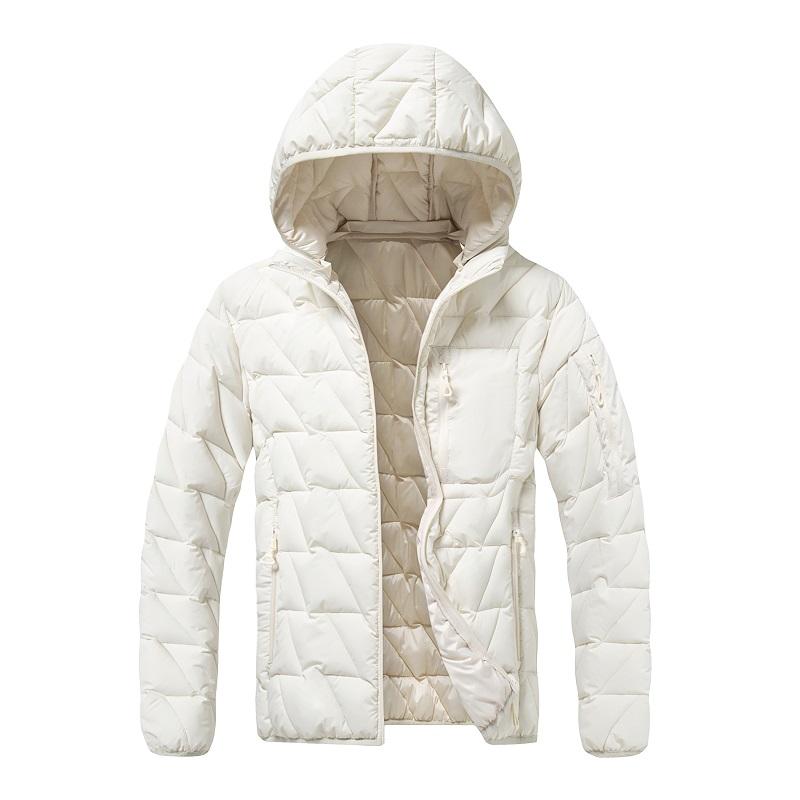 Men Hooded Lightweight Padded Jacket Zipper Quilted Warm Casual Outerwear Coat