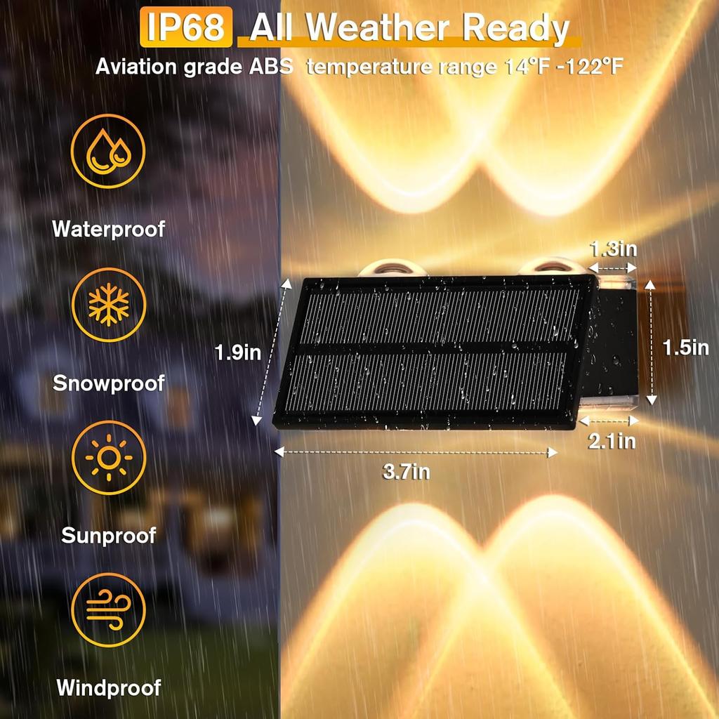 4-Pack Solar Fence Lights, 9-Mode RGB & Warm/Cool White, IP68 Waterproof, Outdoor Patio Yard Pool Wall Light