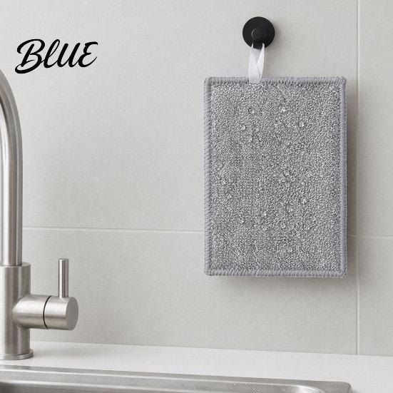 No-Odor Kitchen Cleaning Towel 5Pcs Rags, Double-Sided Cartoon Cotton Gauze Steel Wire Scrubber Durable Pad for Oil Stains, Non-Scratch Dish