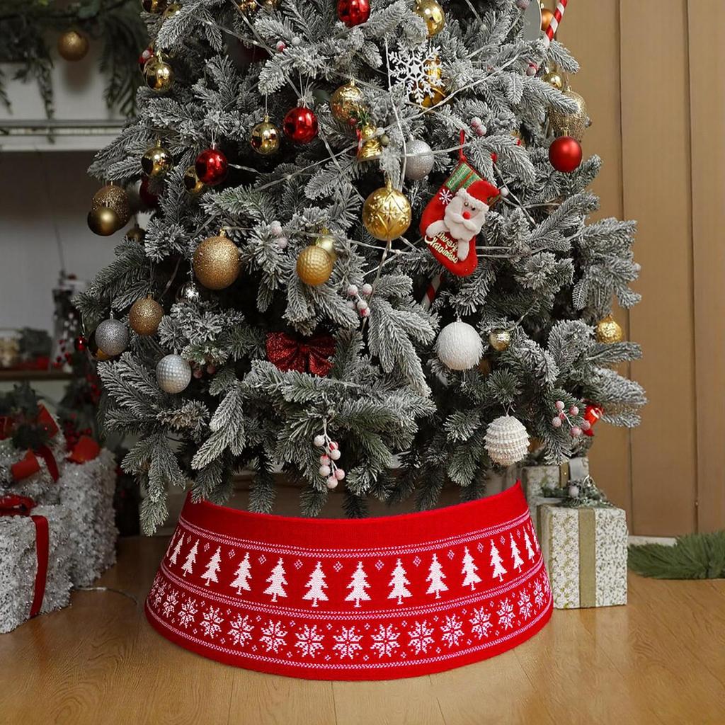 Weihnachtsbaumrock Kragen Verstellbarer Gestrickter Weihnachtsbaumrock Ring Rustikale Weihnachtskrippe Feiertags-Heimdeko