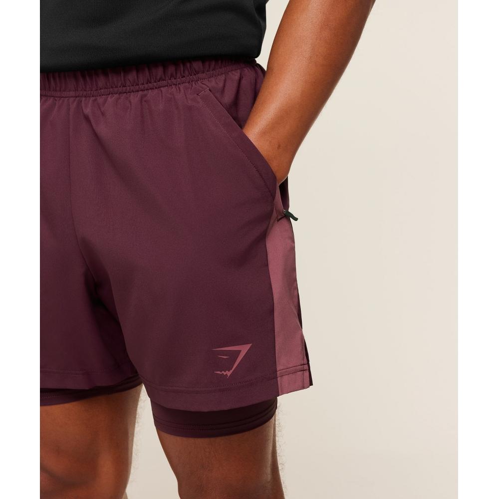 Gymshark Sport 5  2 In 1 Shorts Impact Burgundy Reset pInk A1b3j Rcf4