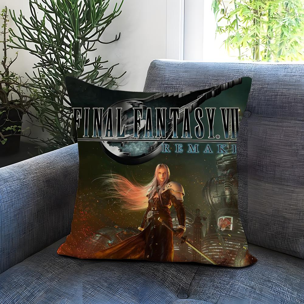 F-Final F-Fantasy VII Cushion Cover Comfortable Reversible Pillow Cover Ideal for Car Sofa Bedroom & Beyond