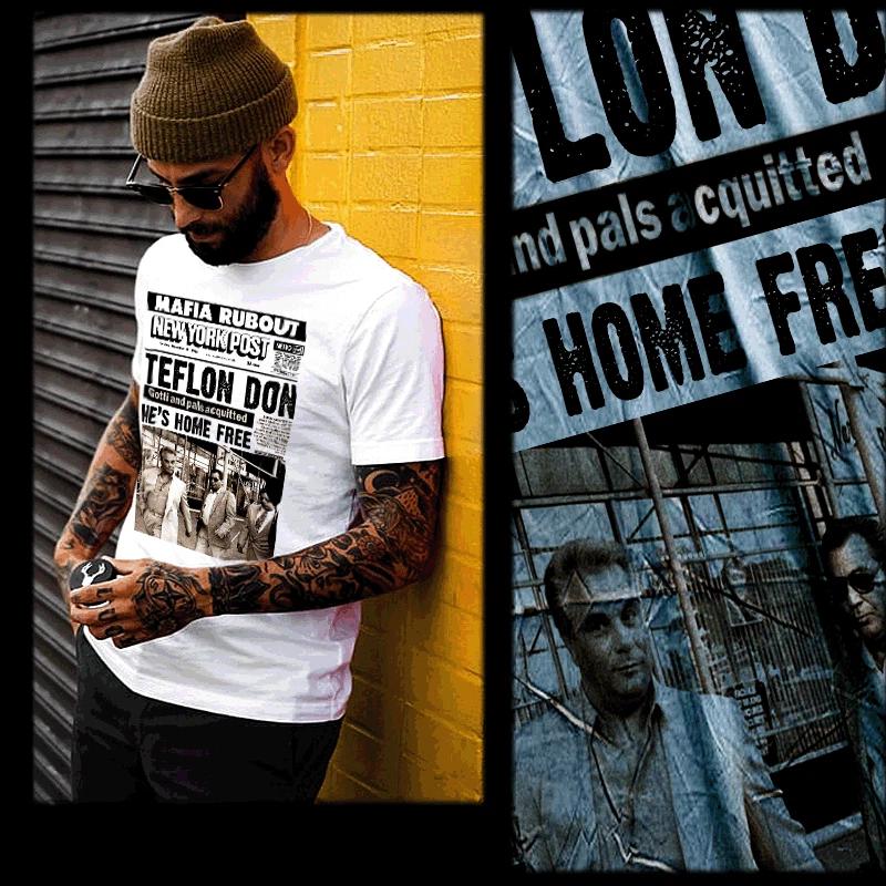 Gangster t-shirt john Gotti urban hip hop hustle mafia mob thug white tee 4XL