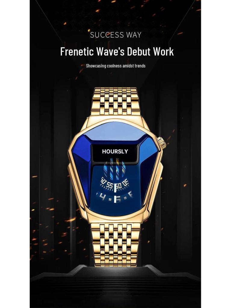 Men's TikTok HOURSLY Alloy Motorcycle Quartz Waterproof Wristwatch