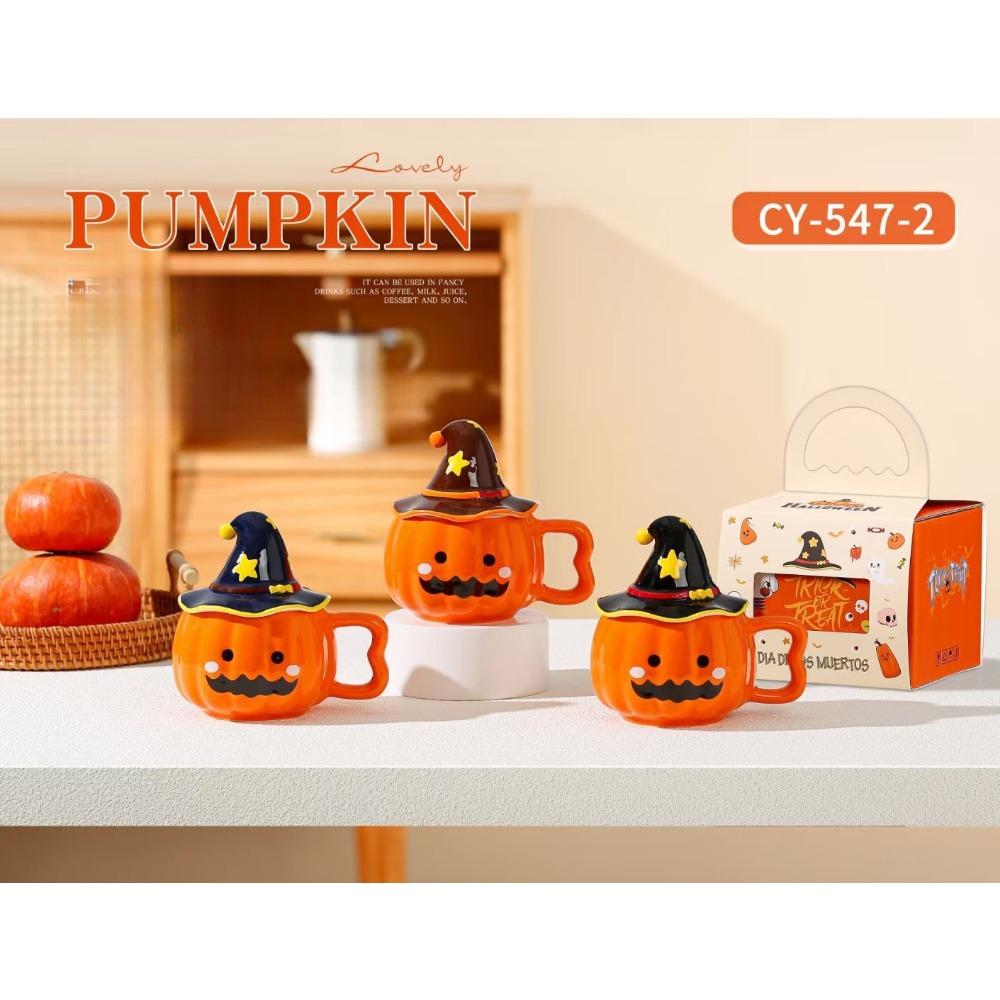 Kreativní vtipný elfský kreslený hrnek Halloween dýňový styling malého ducha keramický hrnek kancelářský s krytem voda