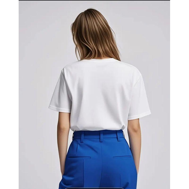Western Style Fashion Casual Loose round Neck Print Short sleeve T-shirt Top Printed Cotton T-shirt