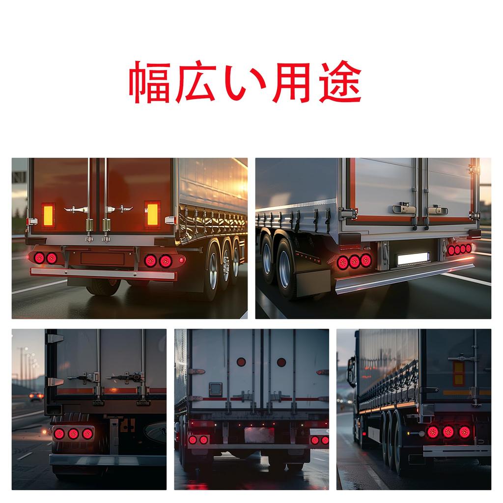 Waterproof Universal LED Tail Lamp Round 24V High Brightness with Brake Warning for Trucks,