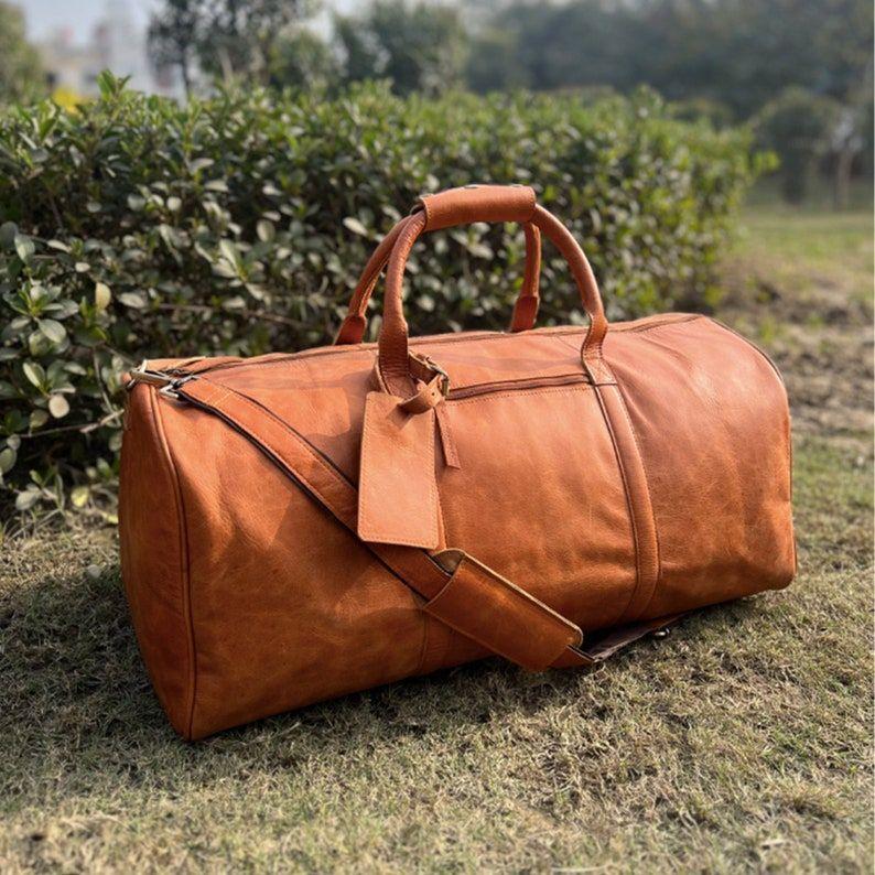 Christmas Day Bags Leather Duffle Bag for Him Leather Weekender Bag Men Leather Duffel Travel Bags Gym Personalized Duffle Holdall Boyfriend