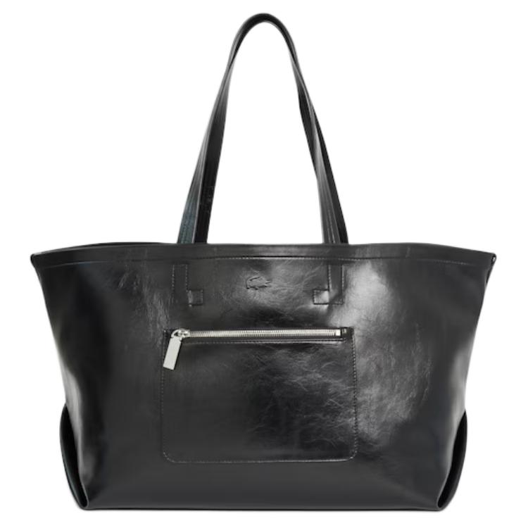Lacoste Crocodile Pattern Tote Bag With Metal Accessories Women tote bag Black NF5248AX-000 Black