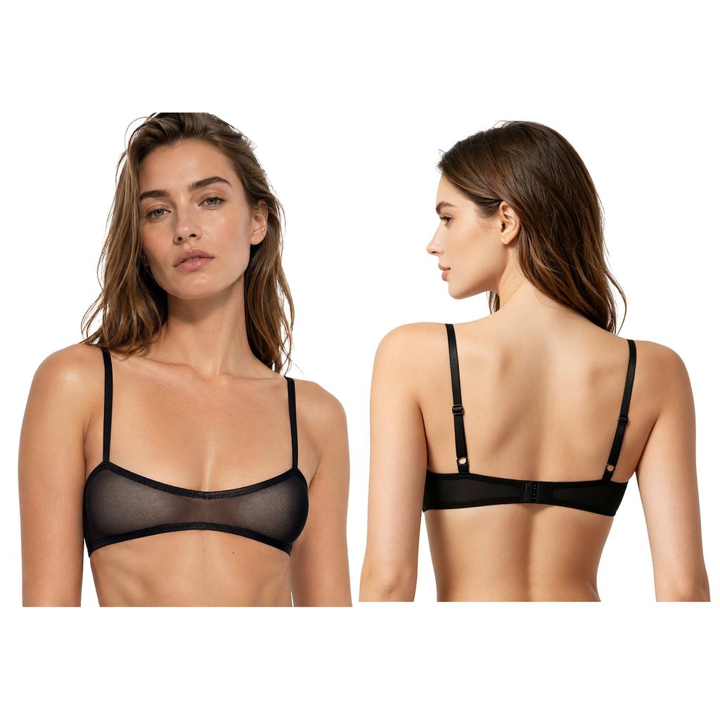 S-3XL Sheer Mesh Bralette Top Wirefree Unlined Mini Lingerie Nightwear for Dating Night Sleepwear