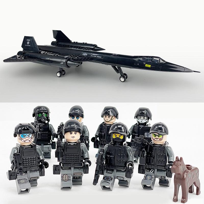 Wojskowe Siły Specjalne SR-71 Blackbird Samolot Myśliwiec USAF Nowoczesne Figurki Żołnierzy Model Blokowy Zestawy do Budowania Zabawki Edukacyjne