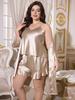 Europäisches Damen-Eisseiden-Pyjama-Set für Frühling/Sommer: Sexy Camisole, Shorts, Morgenmantel und Kleid.