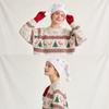 Glitter White Plush Christmas Hat Gold/Silver Foil Snowflakes/Stars Xmas Party Hat  Winter