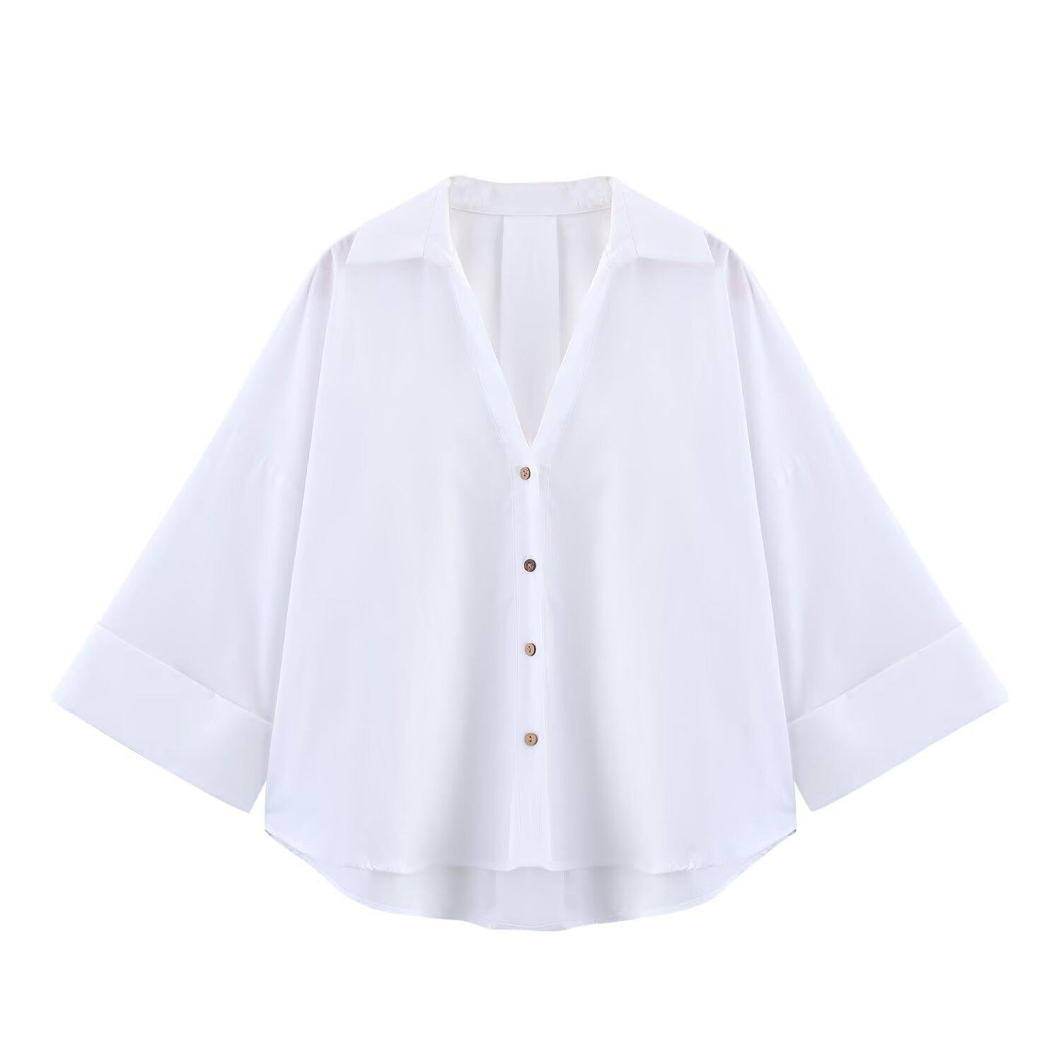 

Short Sleeve Shirt with Button Down Collar in Multiple Colors L білий