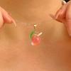Stylish Strawberry/Peach Pendant Necklace Chain Necklace Handmade Fruit Pendant Necklace Perfect for Party Everyday Wear