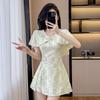 Summer New Chinese Style Lace Shawl Cape & Slim Fit Dress Shorts Set