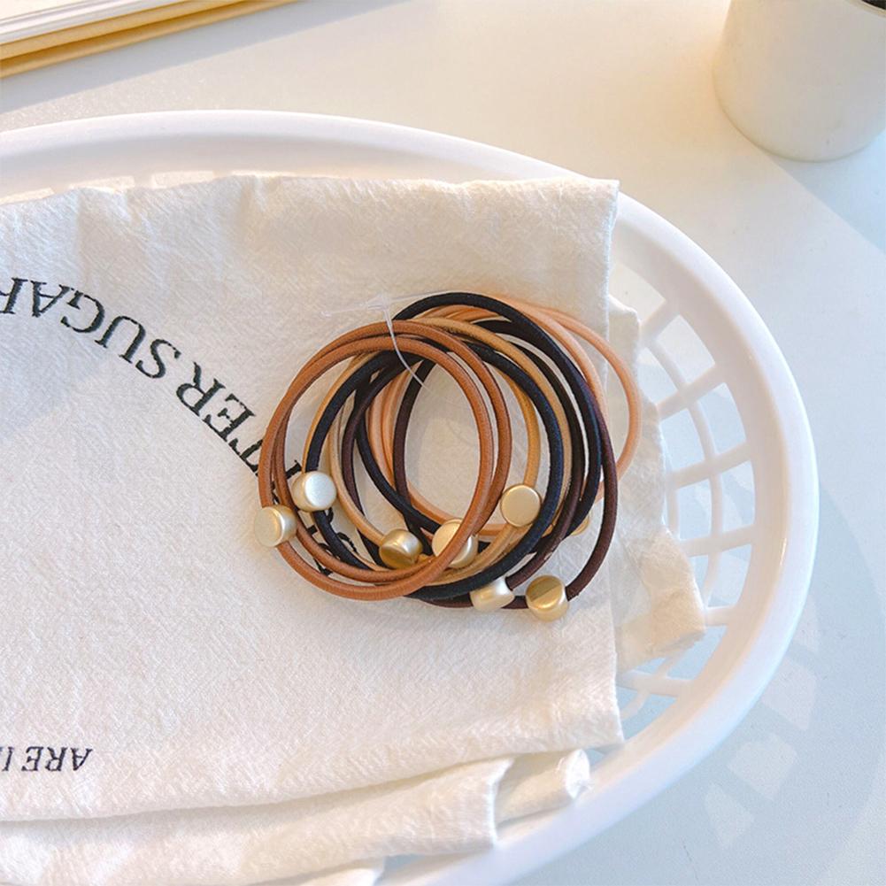 10pcs/set Simple Round Heart Square Hair Tie Highly Elastic Durable Rubber Band Ponytail Hair Rope Headwear Hair Accessories