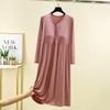 Women's Modal Long Sleeve Swing Dress with Chest Pads - Plus Size Casual for Spring, Summer, Autumn