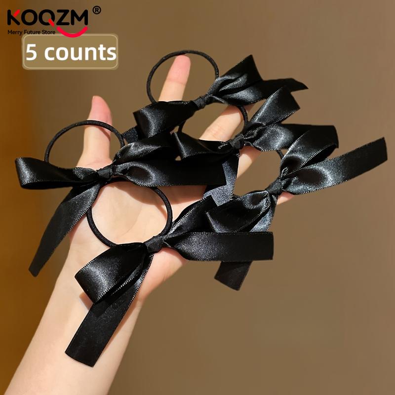 5 Stück Schleifenverzierte Haargummis für Mädchen Damen Style Haarbänder Schleifen-Haarseil Mode Einfarbig Geschenk Kopfschmuck Haarschmuck