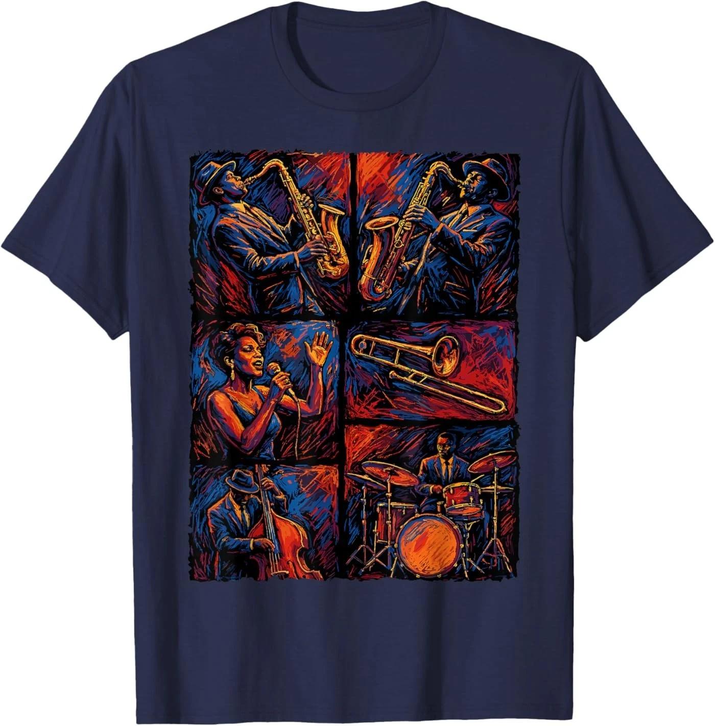 Artistic Jazz Band Musicians Vintage Jazz Music Lover T-Shirt 2XL