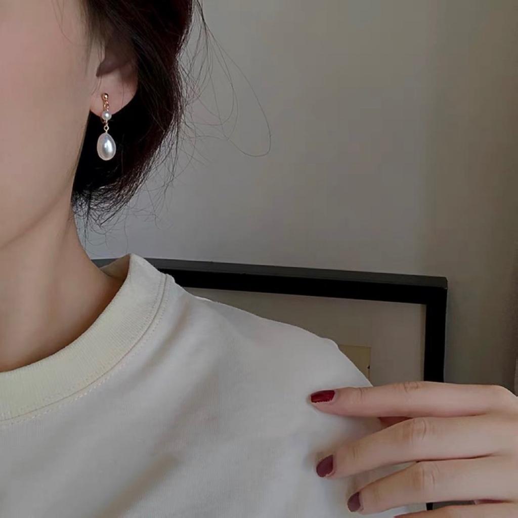 Natural Freshwater Baroque Pearl Earrings, Clip-on Style, for Women, No Ear Piercing Required, Mosquito Coil-shaped Design, Unique and Stylish,