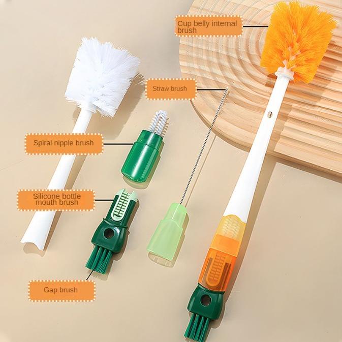 5IN1 Long Handle Cleaning Cup Brush Multifunction Milk Bottle Cleaning Brush Kitchen Supplies