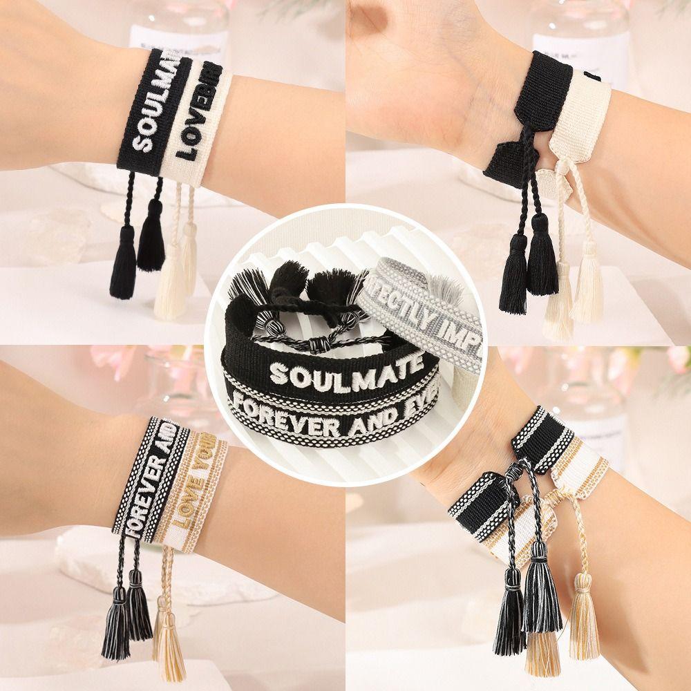 Tassel Embroidered Letters Bracelets Unique and Lucky Lovers Weaving Bracelet Jewelry Gifts