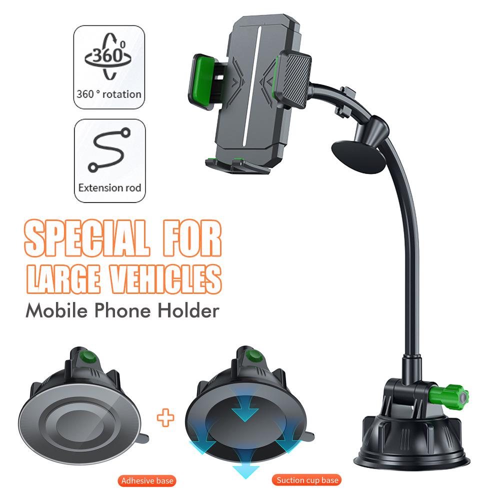 Flexible Soft Tube Car Phone Mount with Large Suction Cup for Windshield or Dashboard