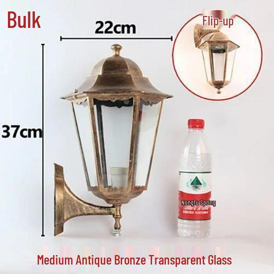 Sechseckige Retro-Außenwandleuchte, Wasserdichte LED, Antike Bronze-/Schwarze Oberfläche für Balkon-Dekoration