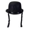 Black Color Braided Top Hat Round Shape Black Party Hat Classic Round Bowler Hat  Adult