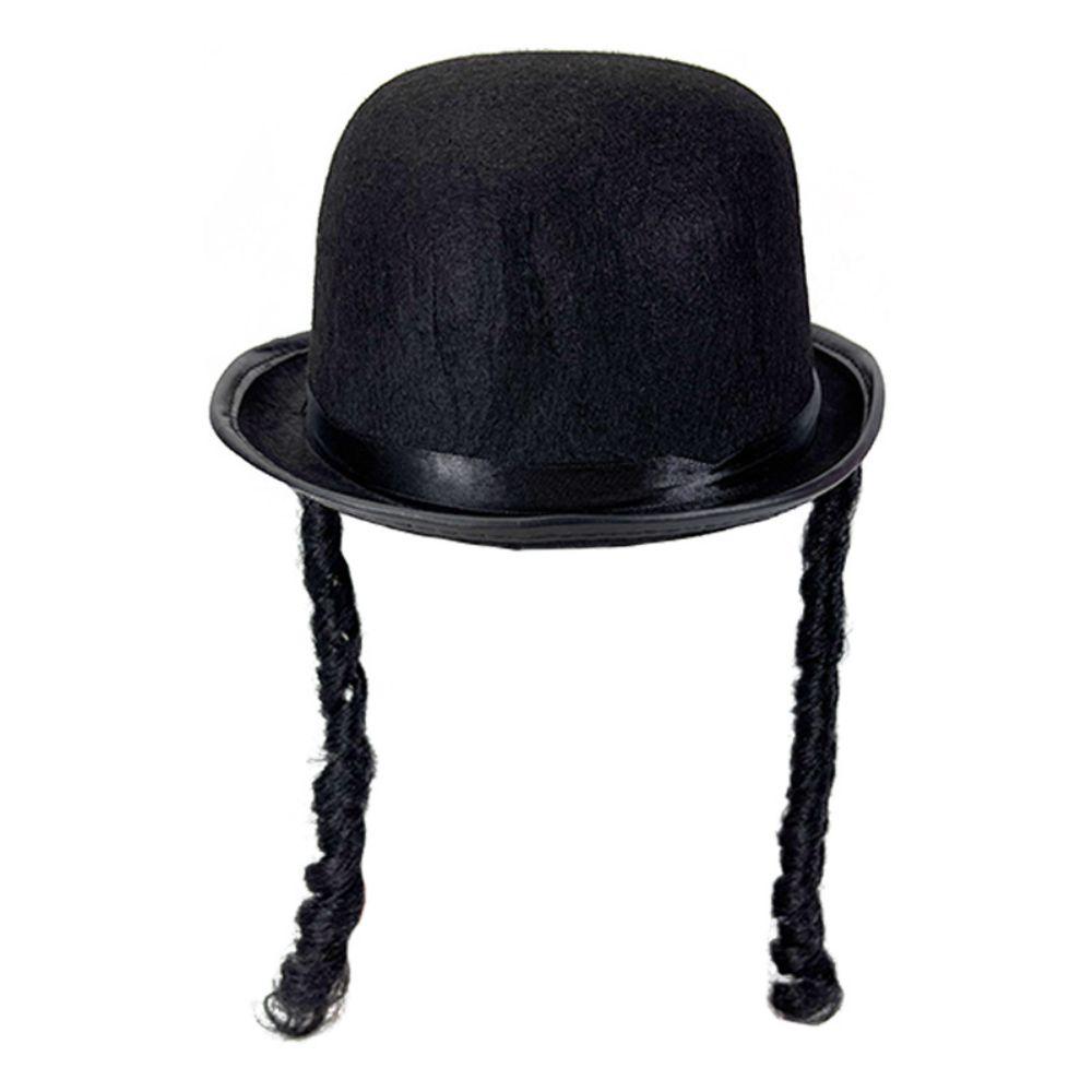 Black Color Braided Top Hat Round Shape Black Party Hat Classic Round Bowler Hat Adult