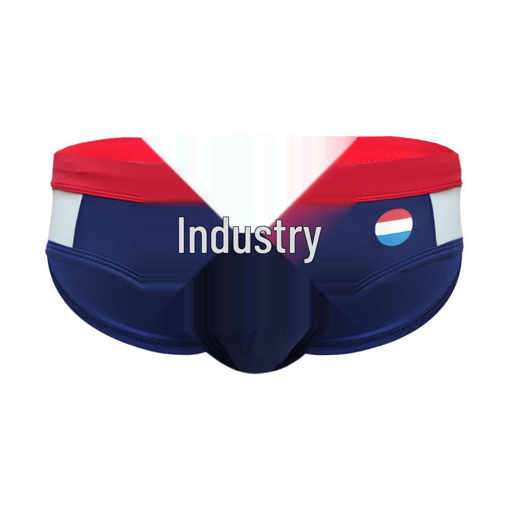 UXH Men's Colorblock Triangle Swim Briefs: Multi-Color, Flag-Inspired Design, Fitted and Sexy Shorts