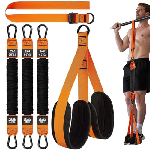 REBEAUQ Pull-Up Assist Tube, 3-Level Adjustable Pull-Up Assist Band, Unisex Pull-Up Support Set with Storage Bag (Orange)