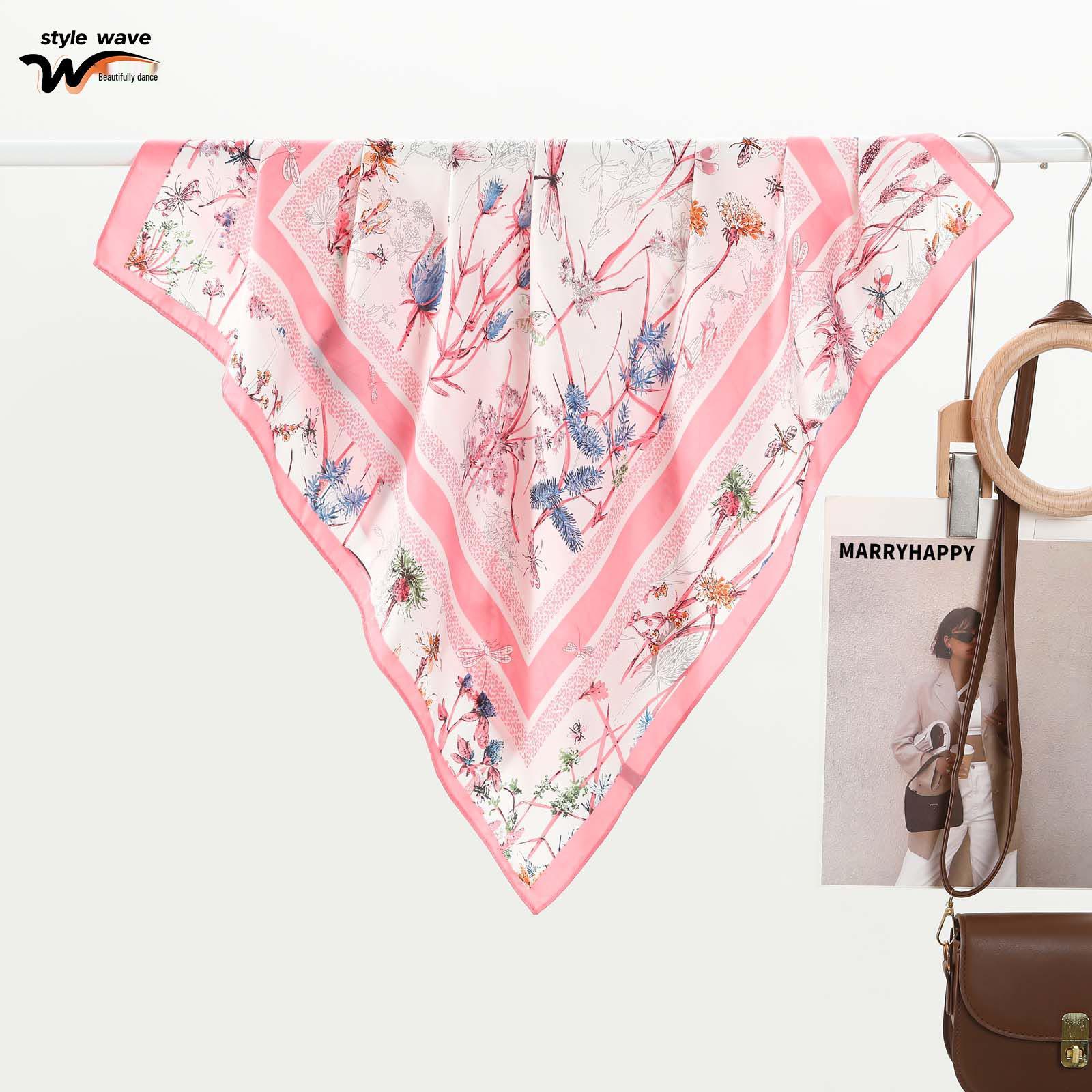

Elegant Women s Floral Silk Scarf - Versatile Summer Accessory for Sun Protection 70x70cm