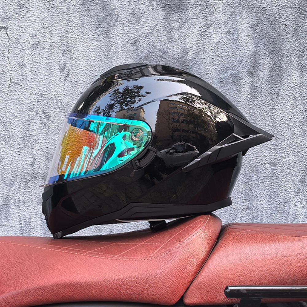 DOT Full Helmet Double Mirror Helmet Men's Four-season Universal Hard Hat Female Knight Locomotive Double Lens