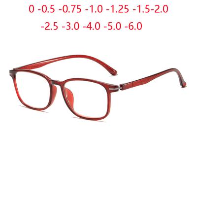 Tea Frame Square Nearsighted Glasses For Women Men  Student Myopia Prescription Glasses With Lenses 0 -0.5 -1.0 To -6.0