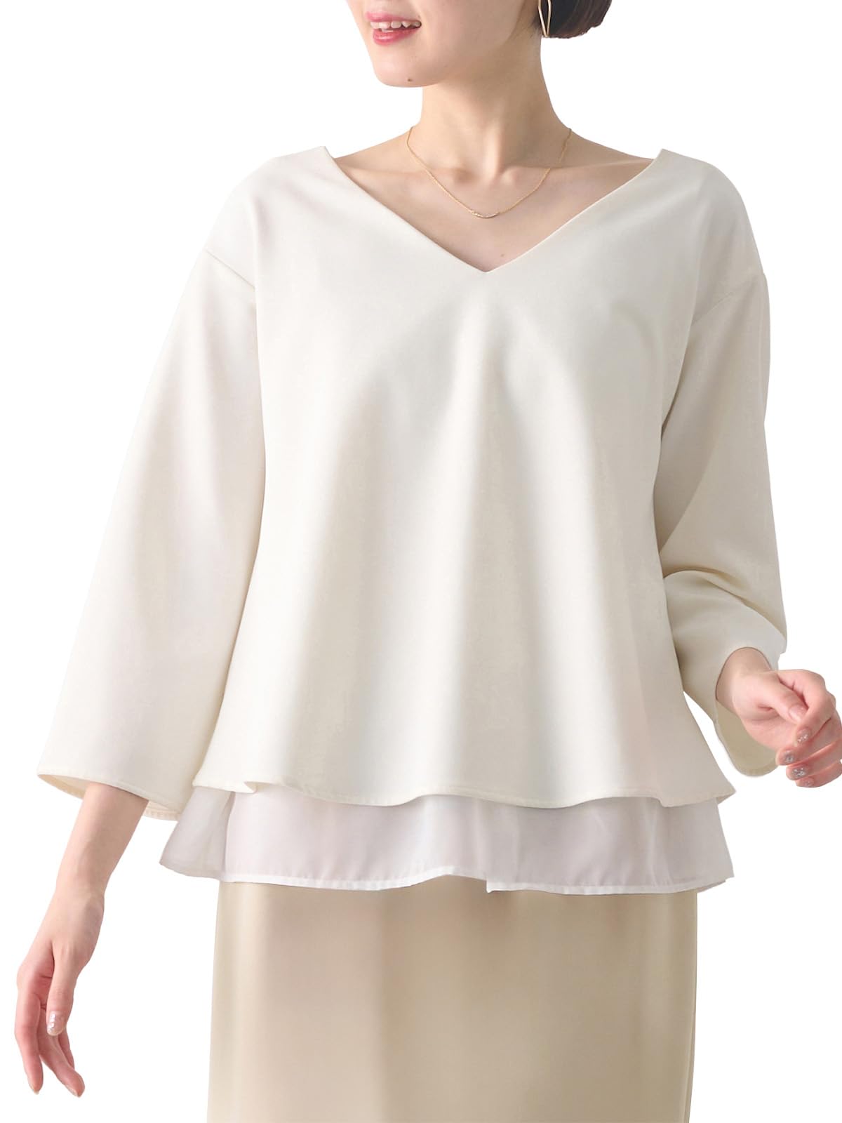 

ANGELIEBE Maternity with Nursing Mouth Stretch Georgette Layered Tops Prenatal Clothes Layering Style Commuting 21786402 V-Neck Prenatal/Postnatal M-L
