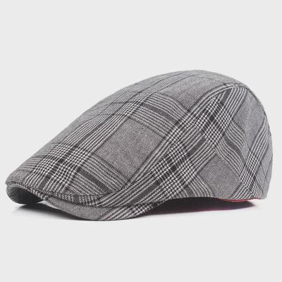 Men's & Women's Lightweight Plaid Cotton Beret - Spring/Summer Sunshade Hat for Middle-Aged & Elderly