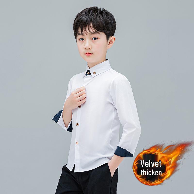 1688 Autumn Boys' Thickened Korean Style Solid Color Base Layer Shirt