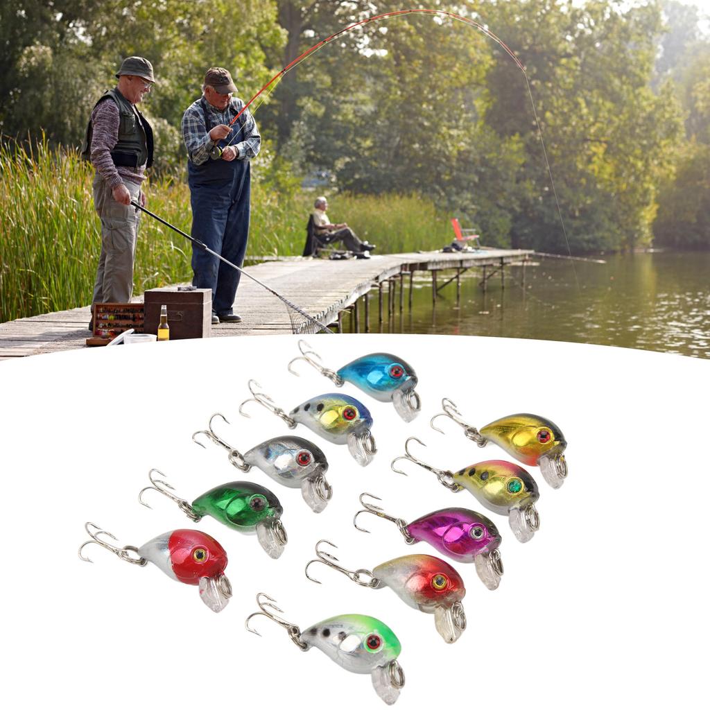 10Pcs Minnow Crankbait Fishing Hard Baits Fishing Lures Kit for Saltwater Freshwater