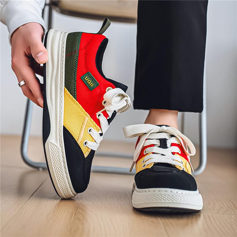 2026 New Trendy Breathable Thick Bottom Low cut Comfortable Casual Niche Color blocked Casual Sneakers Canvas