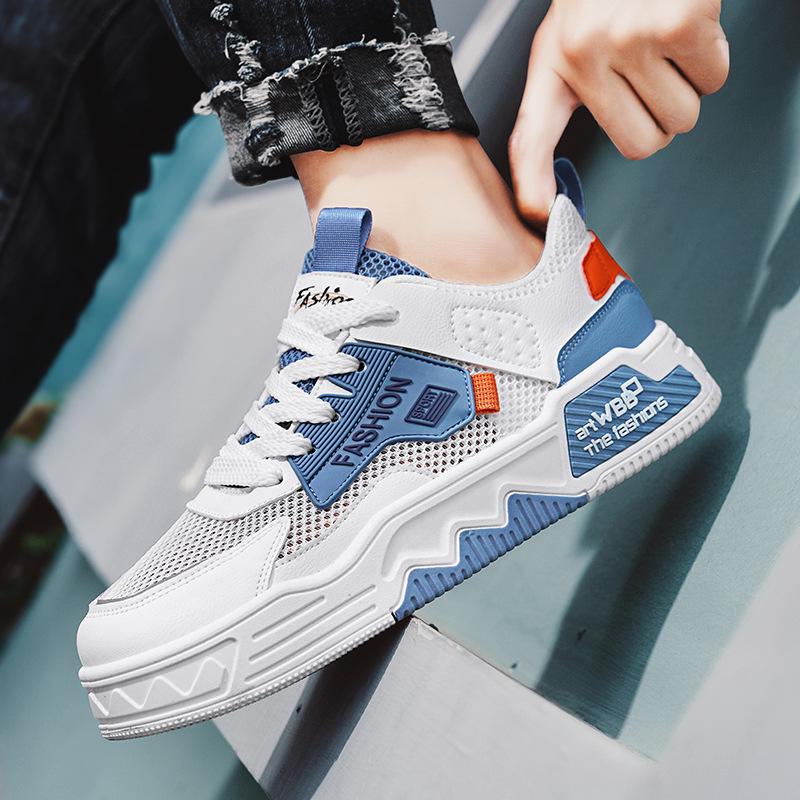 Men's Summer 2024 Trendy White Mesh Sneakers: Breathable and Stylish